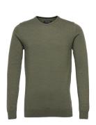 Merino Wool Crew Tops Knitwear Round Necks Green Clean Cut Copenhagen