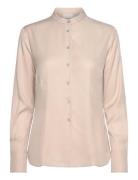 Viscose Twill Ls Shirt Tops Blouses Long-sleeved Cream Calvin Klein