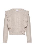 Cardigan With Flounce Tops Knitwear Cardigans Beige Lindex