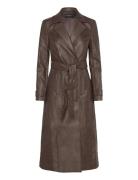 Vegan Leather Trench Coat Skinnjakke Skinnjakke Brown Bardot