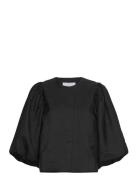 Msbrenda Short Jacket Tops Shirts Long-sleeved Black Minus