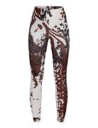 Printed High Waist Tights Sport Running-training Tights Brown Röhnisch