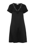 Nightdress Short Sleeve Nattkjole Black Damella Of Sweden