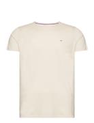 Tjm Xslim Jaspe C Neck Ext Tops T-shirts Short-sleeved Cream Tommy Jea...