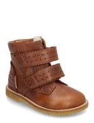 Boots - Flat - With Velcro Snørestøvletter Støvletter Brown ANGULUS