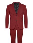 Plain Mens Suit - Normal Length Dress Burgundy Lindbergh