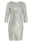 Visparkling 3/4 O-Neck Dress/Ka Kort Kjole Silver Vila