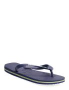 Hav. Brasil Logo Shoes Summer Shoes Sandals Flip Flops Blue Havaianas