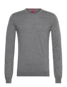 San Cedric-M1 Designers Knitwear Round Necks Grey HUGO