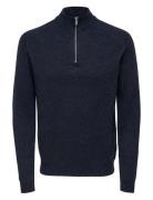 Onsedward Reg 7 Wool Half Zip Knit Tops Knitwear Half Zip Jumpers Navy...