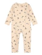 Jumpsuit L/S Printed Langermet Bodysuit Beige Petit Piao