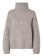 Slfgabella Ls Knit High-Neck W Tops Knitwear Turtleneck Grey Selected ...
