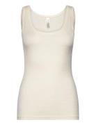 Camisole Merino Wool Tops T-shirts & Tops Sleeveless Cream Lindex