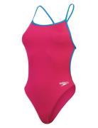 Womens Solid Vback Sport Swimsuits Pink Speedo