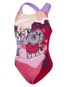 Girls Learn To Swim Printed Crossback Sport Swimsuits Pink Speedo