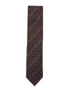 Wool Tie With Pattern 7 Cm Slips Brown Lindbergh Black