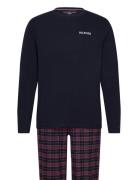 Ls Flannel Pj Set Print Pyjamas Navy Tommy Hilfiger