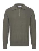 Sweater With Polo-Neck Structure And Zip Tops Knitwear Half Zip Jumper...