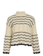 Viovirina High Neck L/S Cable Knit Top Tops Knitwear Jumpers Beige Vil...