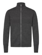 Wool Klemens Zip Knit Tops Knitwear Full Zip Jumpers Grey Mads Nørgaar...