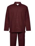 L/S Button Down Pant Set Pyjamas Burgundy Calvin Klein