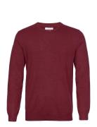 Mélange Round Neck Knit Tops Knitwear Round Necks Burgundy Lindbergh