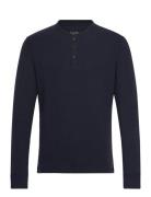 Merchant Grandad Top Tops T-shirts Long-sleeved Navy Superdry