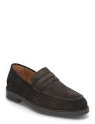 Slhblake Suede Penny Loafer Mokasiner Lave Sko Brown Selected Homme