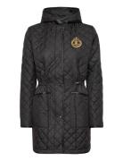 Crest-Patch Diamond-Quilted Hooded Coat Vattert Jakke Black Lauren Ral...