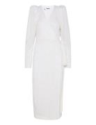 Sequin Midi Wrap Dress Knelang Kjole White ROTATE Birger Christensen