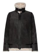 Lydia Shearling Jacket Skinnjakke Skinnjakke Black Jofama