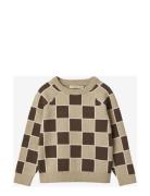 Alon Check Pullover Tops Knitwear Pullovers Beige Fliink