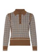 Houndstooth Jacquard Polo Tops T-shirts & Tops Polos Brown GANT