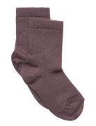 Wool Rib Socks Sokker Strømper Purple Mp Denmark