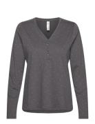 Henley Top Aop Dots Topp Grey Lindex