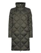 Diamond-Quilted Funnelneck Down Coat Fôret Kåpe Khaki Green Lauren Ral...