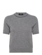 Short-Sleeved Wool Sweater Tops Knitwear Jumpers Grey Mango