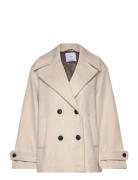 Wool Double-Breasted Coat With Buttons Ulljakke Jakke Cream Mango