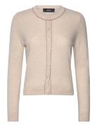 Wool Cardigan With Decorative Stitching Tops Knitwear Cardigans Beige ...