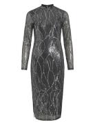 Vigigi Highneck Sequin L/S Midi Dress/Dc Knelang Kjole Black Vila