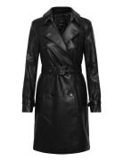 Leather-Effect Trench Coat Skinnjakke Skinnjakke Black Mango