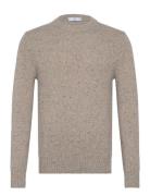 Marled Wool Knitted Sweater Tops Knitwear Round Necks Beige Mango