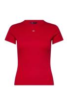 Tjw Slim Essential Rib Ss Ext Tops T-shirts & Tops Short-sleeved Red T...