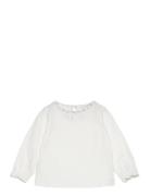 Contrast Detail T-Shirt Tops T-shirts Long-sleeved T-shirts White Mang...