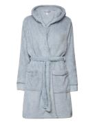 Fleece Bathrobe Short Morgenkåpe Blue Hunkemöller