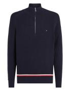 Structure Global Stripe Zip Mock Tops Knitwear Half Zip Jumpers Navy T...