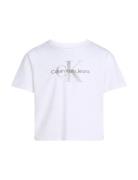 Monologo Glitter Ss T-Shirt Tops T-shirts Short-sleeved White Calvin K...