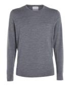 Superior Wool Crew Neck Sweater Tops Knitwear Round Necks Grey Calvin ...