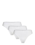 Brief Thong Pointelle 3 P Stringtruse Undertøy White Lindex