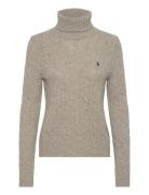 Wool-Cashmere Cable Turtleneck Sweater Tops Knitwear Turtleneck Grey P...